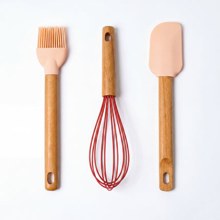 Casasunco 3-in-1 Silicone Kitchen Utensil Set - Pink