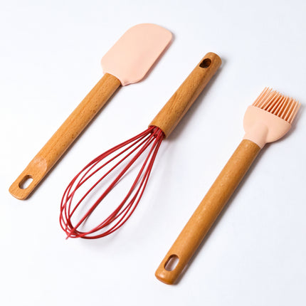 Casasunco 3-in-1 Silicone Kitchen Utensil Set - Pink