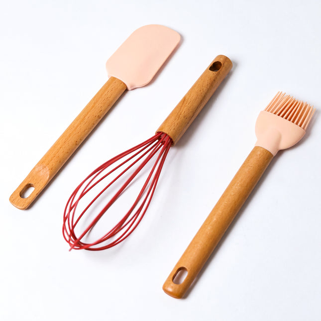 Casasunco 3-in-1 Silicone Kitchen Utensil Set - Pink