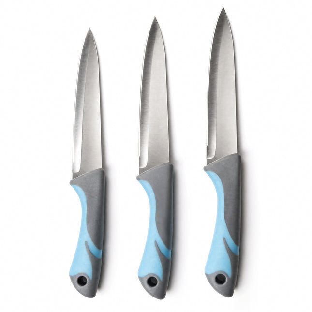 Professional 3-Piece Kitchen Knife Set with Sheaths - Baby Blue