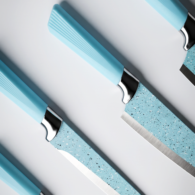 6-Piece Granite Knife Set - Baby Blue