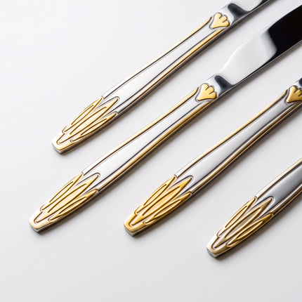 86-Piece Premium 18/10 Stainless Steel Flatware Set - Gold