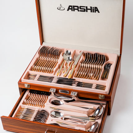 86-Piece Premium 18/10 Stainless Steel Flatware Set - Gold